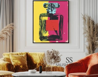 Impresión de frasco de perfume estilo Pop-Art – Diseño gráfico llamativo (Descarga digital)