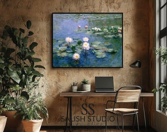 Vintage Water Lilies Print - Impressionist Floral Pond Art (Digital Download)