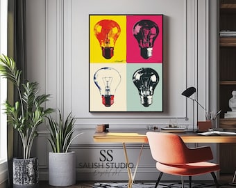 Pop Art Light Bulbs Print – Retro Colorful Home Decor (Digital Download)