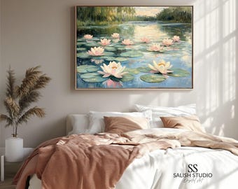 Water Lily Pond Painting - Serene Impressionist Cottagecore Art (Digital Download)