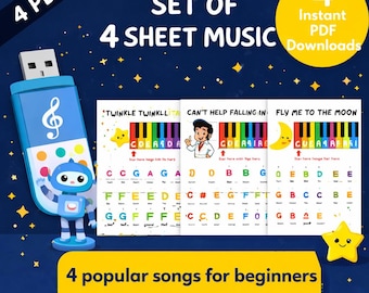 The "First Piano Notes" Starter Kit | 4-Song Visual Learning Bundle for Kids