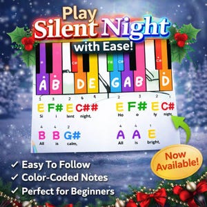 Silent Night – Easy Piano Song for Beginners (Color-Coded Letters | Christmas Piano Download PDF) A4