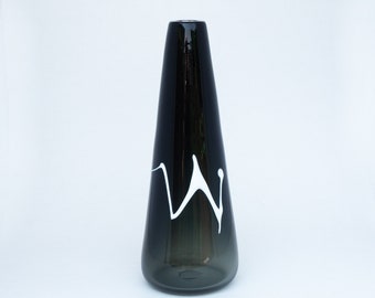 Black and White Handblown Glass Vase