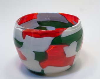 Red Green and White Murrine Bowl