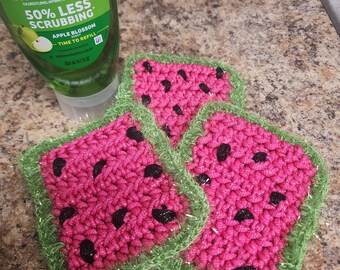 Crocheted Watermelon Scrubbies!