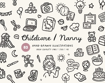 Handgezeichnetes Doodle Clipart Bundle - Instagram Highlights, Branding und Icons PNG, SVG & AI
