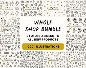 Whole Shop Clipart Bundle, Commercial Use Mega SVG PNG Graphics, Lifetime Access Illustration Library