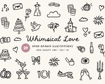Wedding Clipart: Hand Drawn Illustrations and Icons (SVG, PNG, Ai)