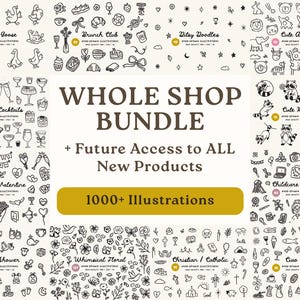 Hela butiken Clipart-paket, kommersiellt bruk Mega SVG PNG-grafik, livstidsåtkomst till illustrationsbibliotek