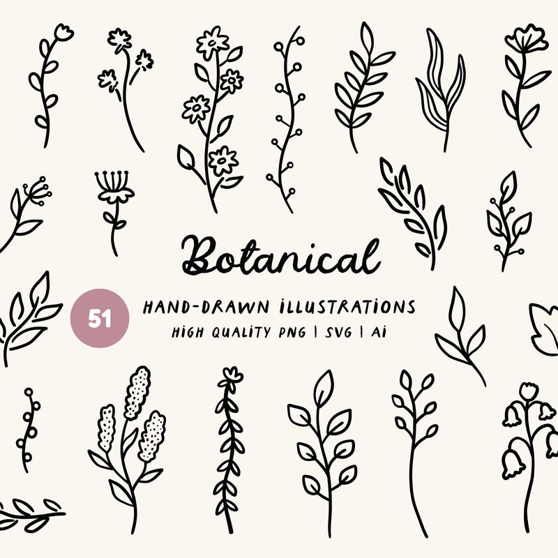 Floral Line Art Stickers - Etsy