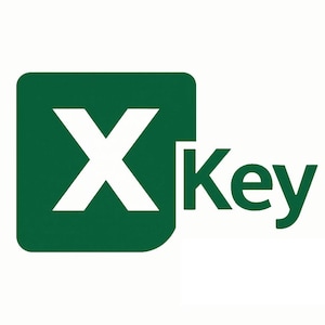 May include: The image features the text "X Key" in a green and white color scheme. The "X" is inside a green square with rounded corners. The word "Key" is in green, next to the square.