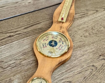 Midcentury Wood Wall Barometer Crafted Decor | Made in France FR/ENG