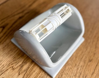 Vintage Light Grey Ceramic Toilet Paper Holder | 1970s Sun Japan