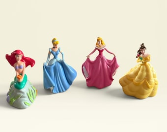 Vintage Lot of 4 Disney Princess Cake Toppers | Ariel Cinderella Belle Aurora 1990s Decopac