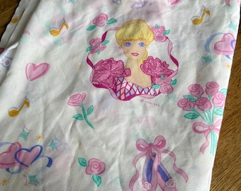 Vintage 1995 Barbie Twin Sheet Set Flat Fitted Mattel Bedding