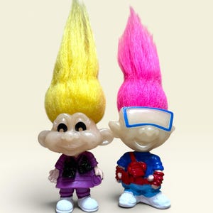 Vintage Set Burger King Kids Club Troll Dolls 1993 | Snapy & Kid Vid