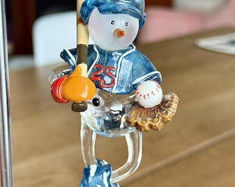 Vintage Frosted Glass Snowman Figurine Metal Detachable Arms~new