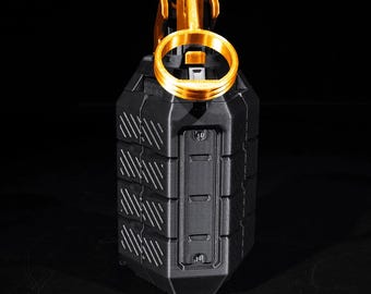 グレネードコントローラーホルダー - ゲーミングデスクアクセサリー - 3DプリントPLAスタンド - ゲーマーへのクールなギフト - ブラック＆ゴールドゲームパッドホルダー