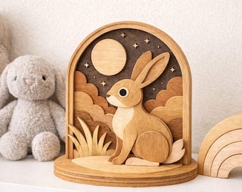 Wooden Bunny Intarsia Pattern | Natural Wood Only | Beginner to Intermediate pdf digital download