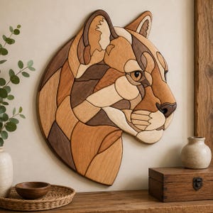 Puma Intarsia Mönster, Rullsåg Mönster PDF, Bergslejon Träbearbetningsmall, Vild Träkonst, Puma Digital Nedladdning