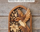 Hummingbird Intarsia Pattern | Beginner Scroll Saw Wood Inlay Wall Art (PDF)