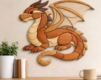 Dragon Wooden Intarsia Pattern | Beginner to Intermediate Scroll Saw Project | Woodworking Pattern | Digital Download