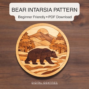Bear Intarsia Pattern | Scroll Saw Wood Art (Digital Download)
