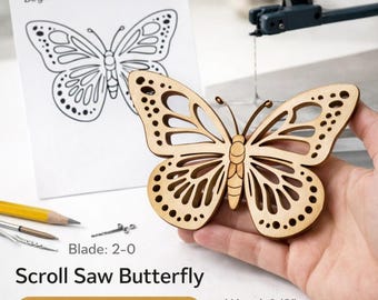 Butterfly Scroll Saw Pattern PDF | Beginner Friendly Fretwork Design | 1/8” Baltic Birch | Digital Download