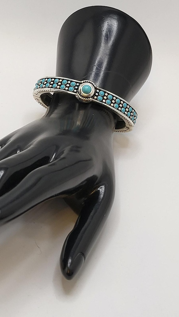 Brighton Turquoise Dot Hinged Bangle Bracelet Sil… - image 9