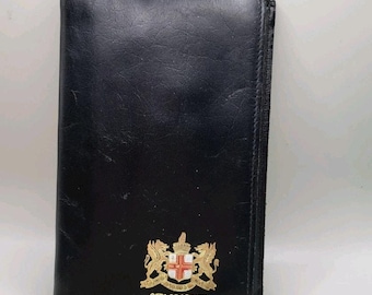 Vintage Wales Hollywood Wallet: 1940s Leather Hard Case, Plaid