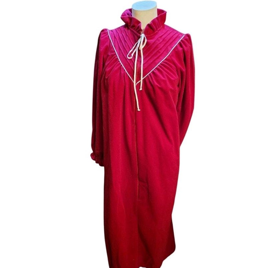 Vintage Sears Red Zip Front Housecoat Robe USA Made Medium 12-14 NWOT ...