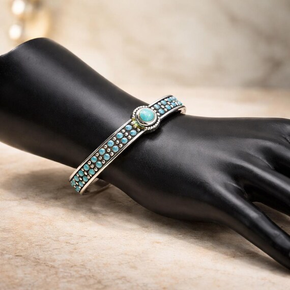 Brighton Turquoise Dot Hinged Bangle Bracelet Sil… - image 7