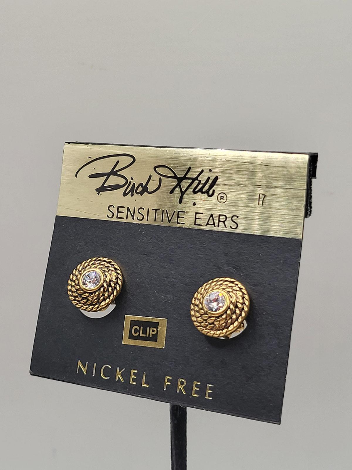 Birch Hill Clip on Earrings Gold Tone Rope Rhinestone Vintage