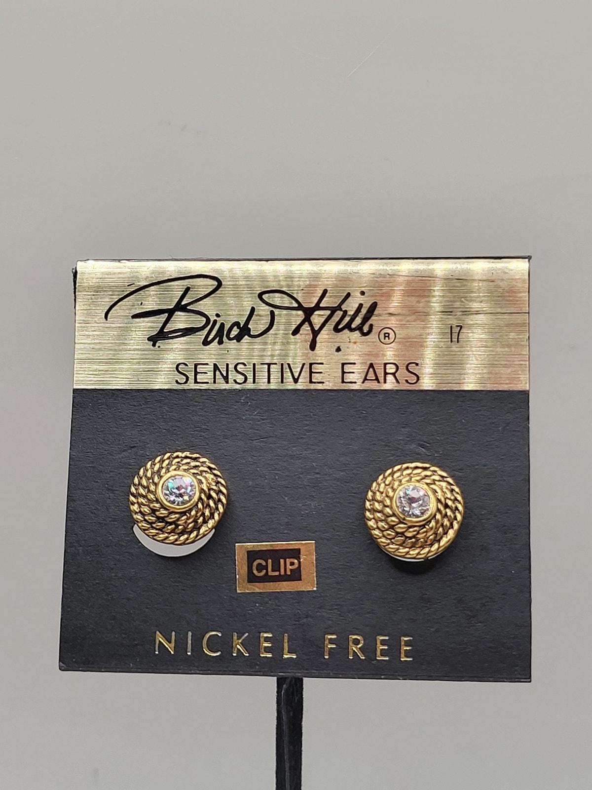 Birch Hill Clip on Earrings Gold Tone Rope Rhinestone Vintage