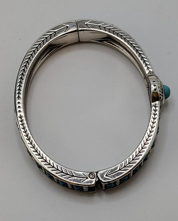Brighton Turquoise Dot Hinged Bangle Bracelet Sil… - image 6