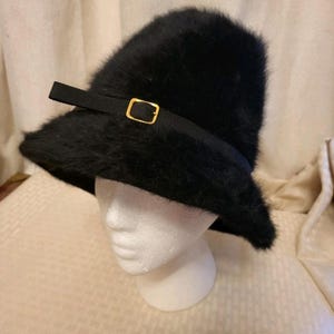 Vintage 80s KANGOL made in England fuzzy black trilby hat Vintage 90s Kangol Furgora 504 Size S Fuzzy Flat Cap Hat  main image 4
