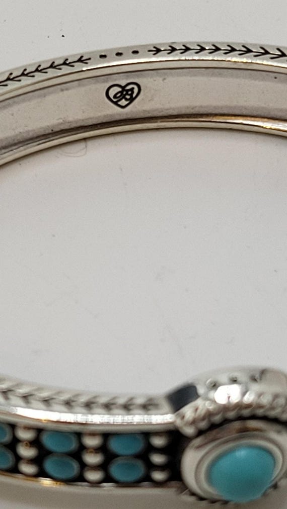 Brighton Turquoise Dot Hinged Bangle Bracelet Sil… - image 4