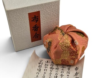 Estuche de incienso de brocado de seda japonés antiguo Kogo Box, joyero para anillos