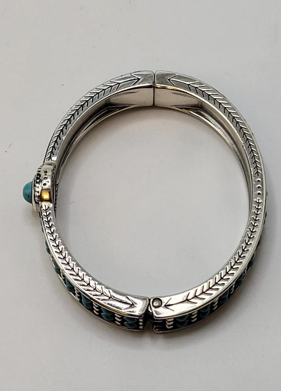 Brighton Turquoise Dot Hinged Bangle Bracelet Sil… - image 5