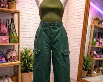Maeve by Anthropologie Dark Green Wide Leg Cargo Pants Size 10