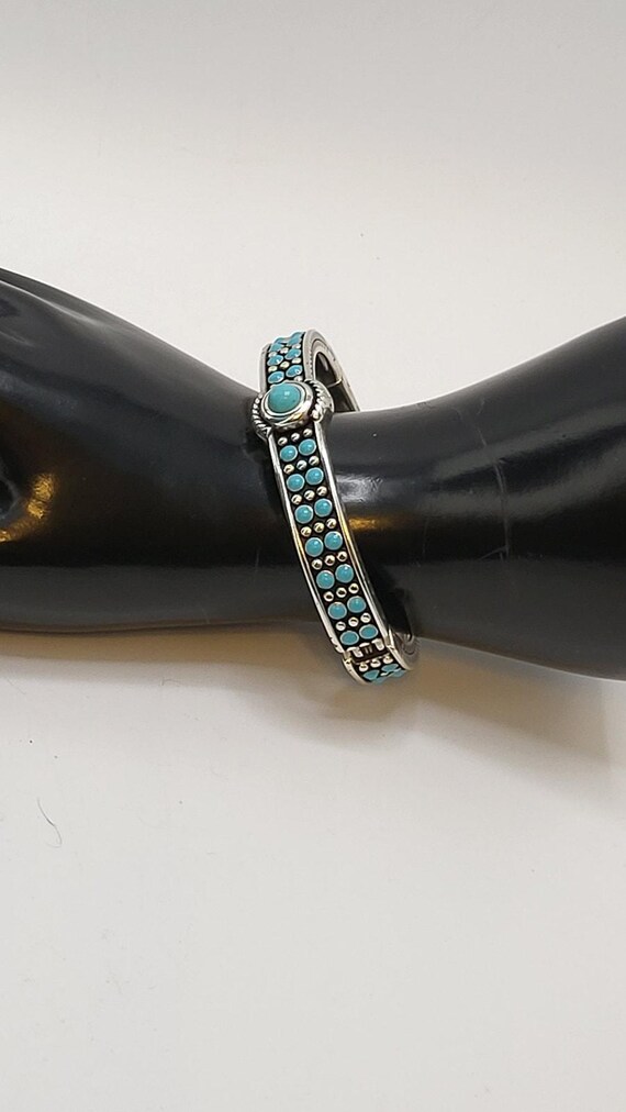Brighton Turquoise Dot Hinged Bangle Bracelet Sil… - image 10