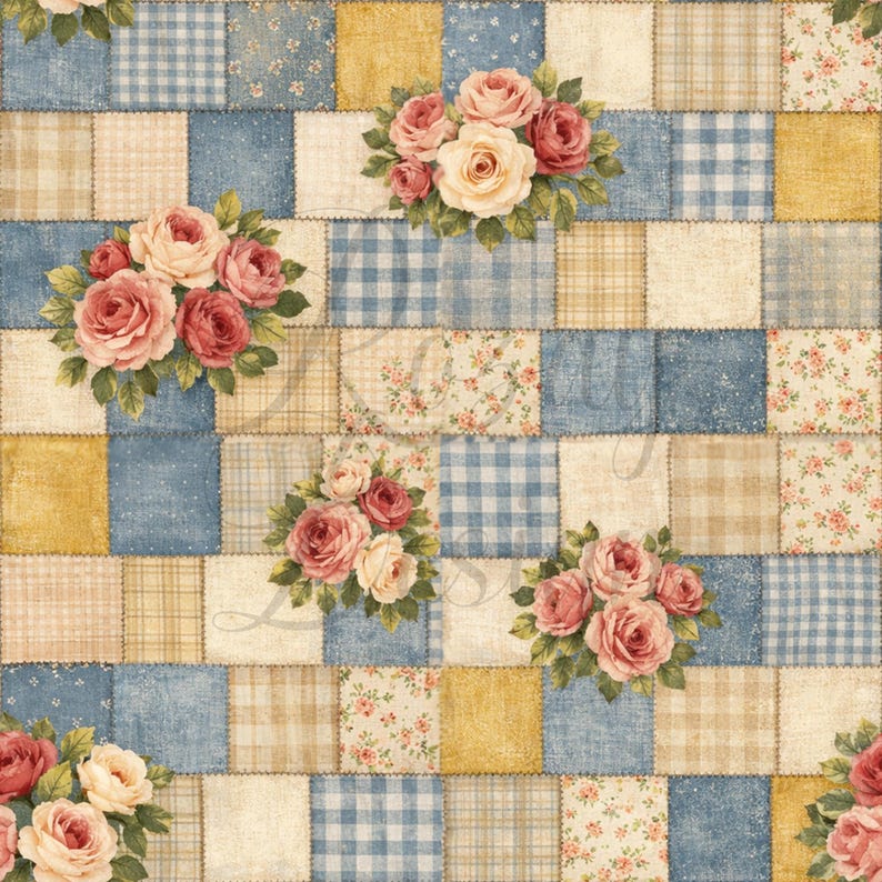 Vintage Floral Patchwork | Seamless Patterns | Instant Download ...