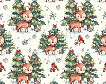 Renna di Natale / Natale / Motivi senza soluzione di continuità / Download immediato / Carta digitale stampabile / Motivo ripetuto