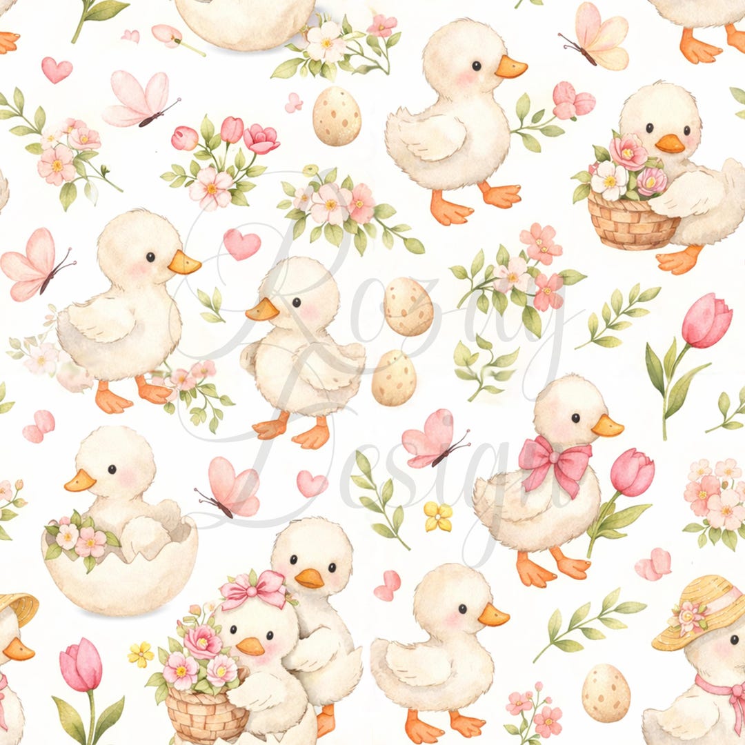 Spring Duck | Floral Print (digital Download 12x12 Inches) - Etsy