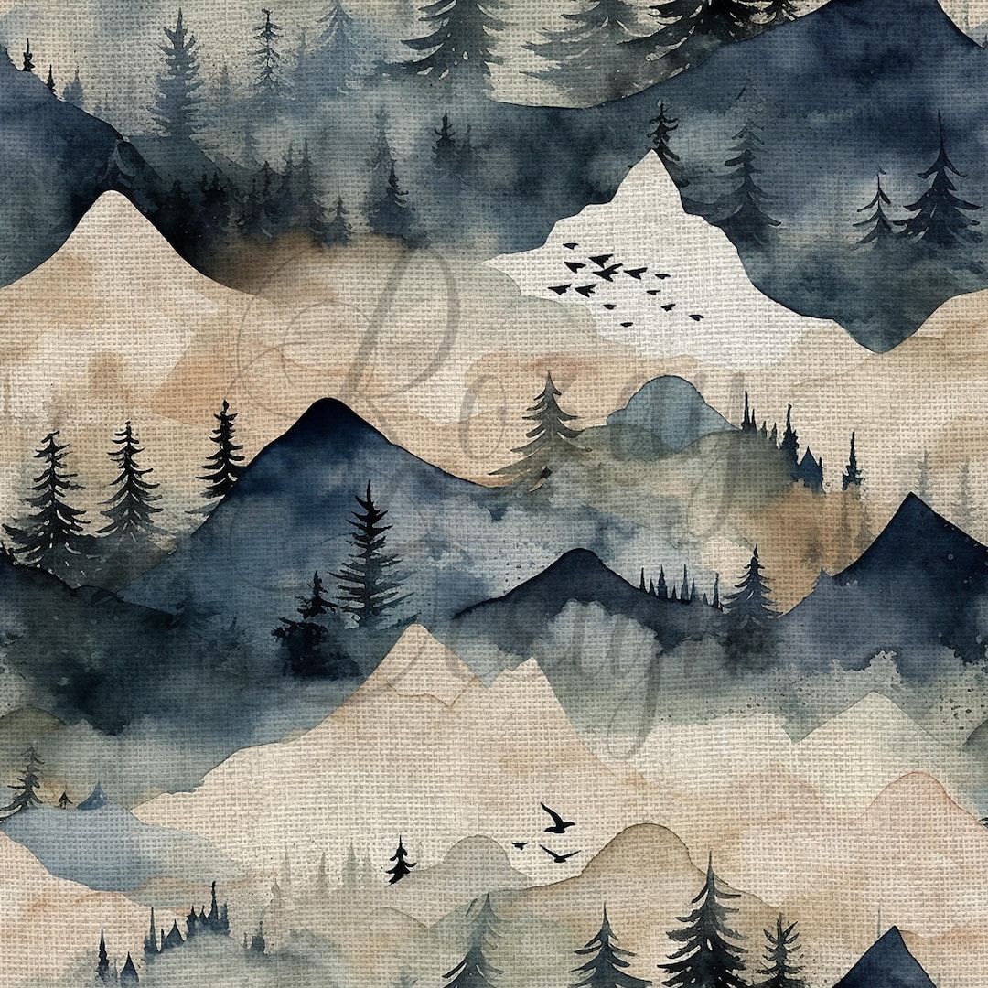 Linen Mountains | Seamless Patterns | Instant Download | Printable ...