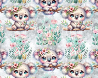 Cute Koalas | Seamless Patterns | Instant Download | Printable Digital Paper | Repeating Pattern | Fabric Printing