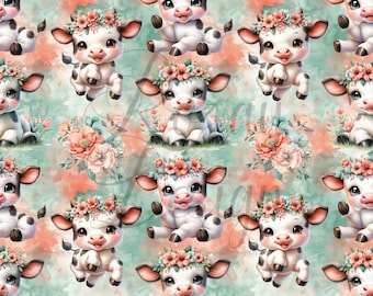 Adorable Cows | Seamless Patterns | Instant Download | Printable Digital Paper | Repeating Pattern | Fabric Printing