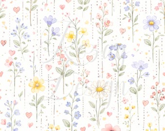 Sweet Wildflowers | Seamless Patterns | Instant Download | Printable Digital Paper | Repeating Pattern