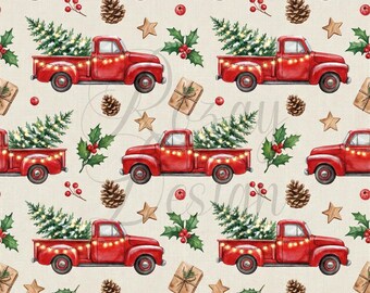 Christmas Trucks | Christmas | Seamless Patterns | Instant Download | Printable Digital Paper | Repeating Pattern
