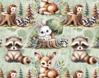 Woodland Forest | Seamless Patterns | Instant Download | Printable Digital Paper | Repeating Pattern | Fabric Printing